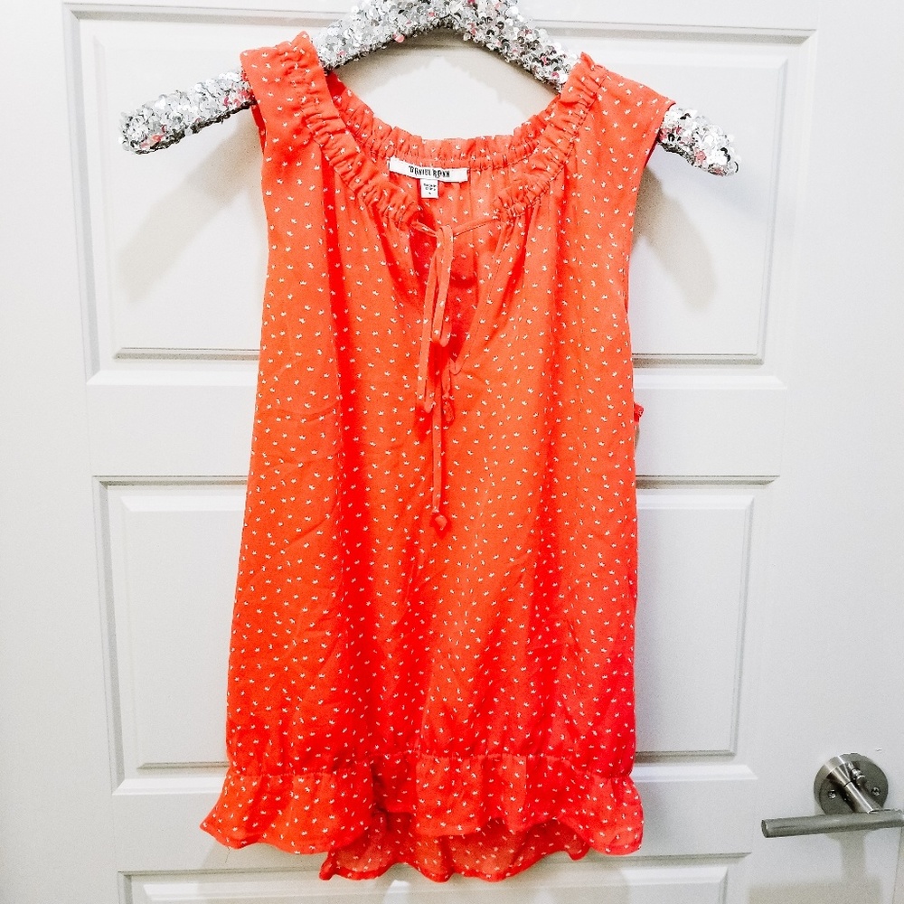Daniel Rainn Red Print Sleeveless V Neck Sz S
